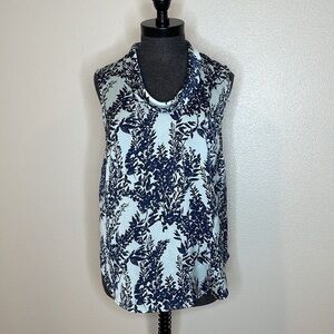 Halogen Floral Blue Sleeveless Blouse Size Small